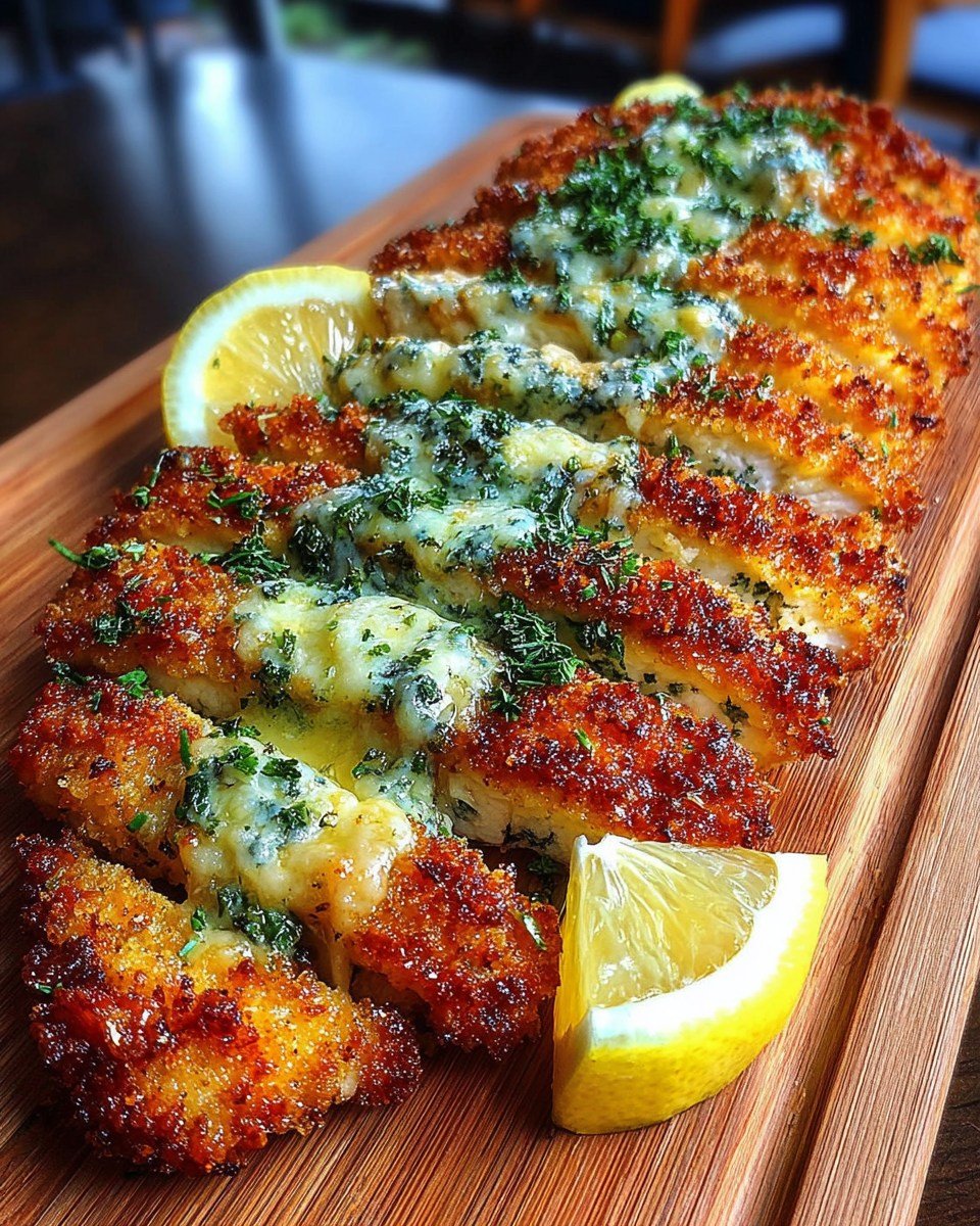 🍗 Crispy Baked Hot Honey Lemon Feta Chicken Cutlets with Herb Crust